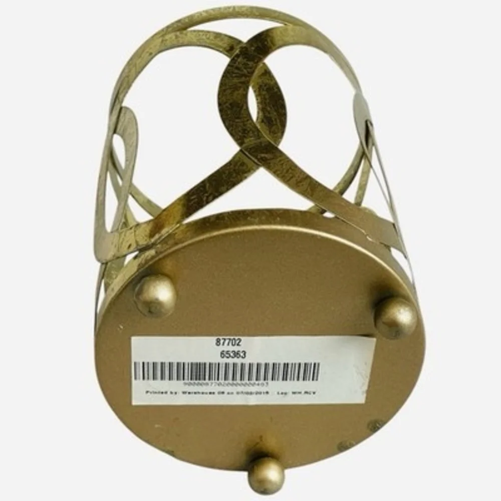 Stylish Shabby Gold Metal Interwoven Design Candle Holder Stand Base 6.5